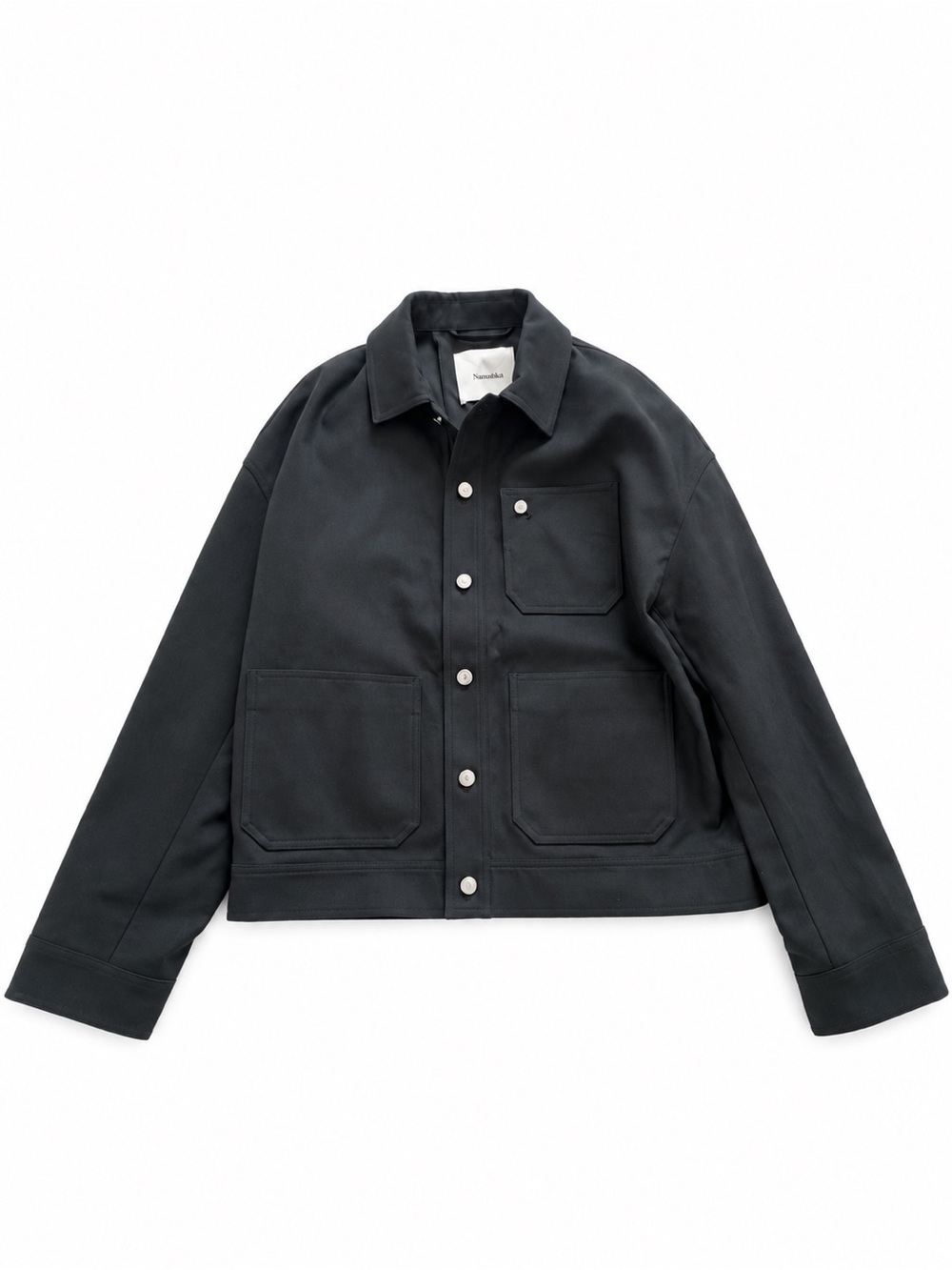 Nanushka Black Button-Front Shirt Jacket